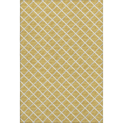 5' X 8' Gold And Ivory Geometric Washable Area Rug With UV Protection