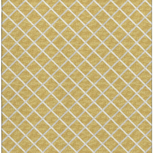 5' X 8' Gold And Ivory Geometric Washable Area Rug With UV Protection