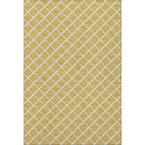 5' X 8' Gold And Ivory Geometric Washable Area Rug With UV Protection