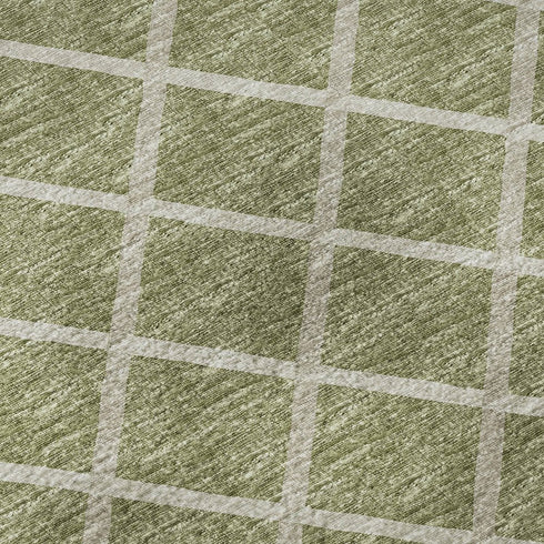8' X 10' Artichoke Green And Ivory Geometric Washable Area Rug With UV Protection