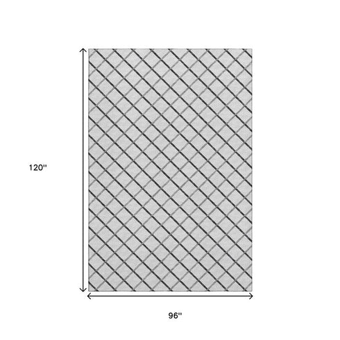 8' X 10' Gray And Black Geometric Washable Area Rug With UV Protection
