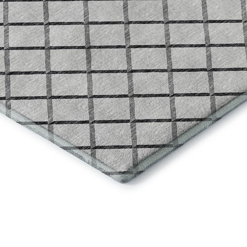 8' X 10' Gray And Black Geometric Washable Area Rug With UV Protection