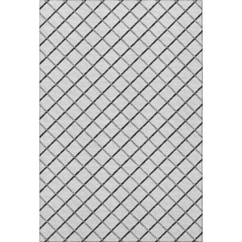 8' X 10' Gray And Black Geometric Washable Area Rug With UV Protection