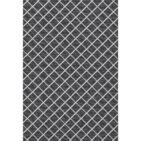 5' X 8' Black And Ivory Geometric Washable Area Rug With UV Protection