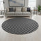 8' Black And Ivory Geometric Washable Round Rug With UV Protection