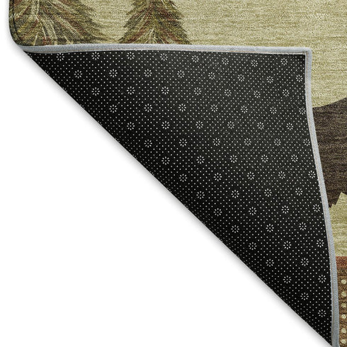 5' X 8' Brown Beige And Rust Animal Print Washable Area Rug With UV Protection