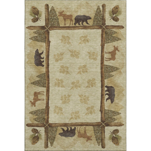 5' X 8' Brown Beige And Rust Animal Print Washable Area Rug With UV Protection