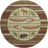 8' Brown Beige And Rust Animal Print Washable Round Rug With UV Protection