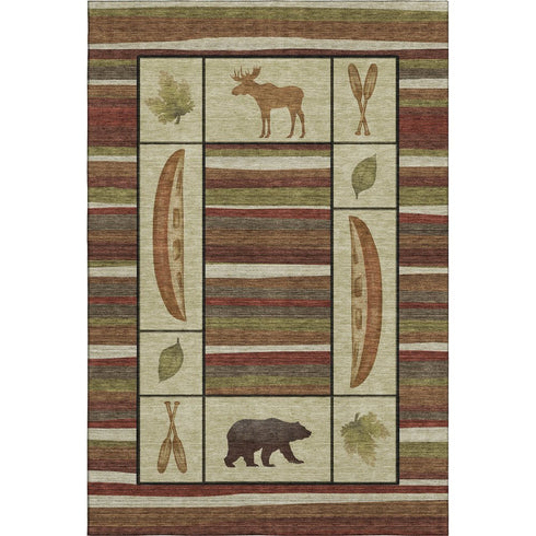 9' X 12' Brown Beige And Rust Animal Print Washable Area Rug With UV Protection