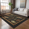 9' X 12' Midnight Brown And Rust Nautical Washable Area Rug With UV Protection