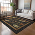 9' X 12' Midnight Brown And Rust Nautical Washable Area Rug With UV Protection