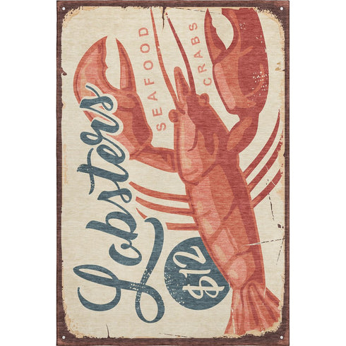 5' X 8' Beige Salmon And Brown Nautical Washable Area Rug With UV Protection