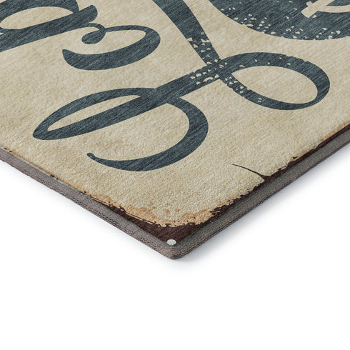 5' X 8' Beige Salmon And Brown Nautical Washable Area Rug With UV Protection