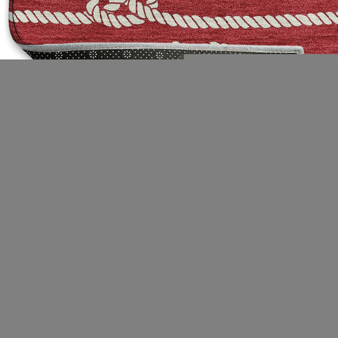 5' X 8' Red And Ivory Nautical Washable Area Rug With UV Protection
