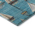 8' Teal Blue Ivory And Gold Nautical Washable Round Rug With UV Protection