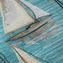 8' Teal Blue Ivory And Gold Nautical Washable Round Rug With UV Protection
