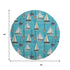 8' Teal Blue Ivory And Gold Nautical Washable Round Rug With UV Protection