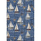 8' X 10' Navy Blue Ivory And Gold Nautical Washable Area Rug With UV Protection