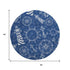 8' Navy Blue And Ivory Nautical Washable Round Rug With UV Protection