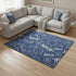 8' X 10' Navy Blue And Ivory Nautical Washable Area Rug With UV Protection