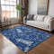 8' X 10' Navy Blue And Ivory Nautical Washable Area Rug With UV Protection