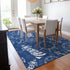 8' X 10' Navy Blue And Ivory Nautical Washable Area Rug With UV Protection