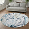 8' Ivory Denim Blue And Taupe Nautical Washable Round Rug With UV Protection