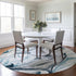 8' Ivory Denim Blue And Taupe Nautical Washable Round Rug With UV Protection