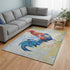 8' X 10' Blue Gold Red And Ivory Animal Print Washable Area Rug With UV Protection