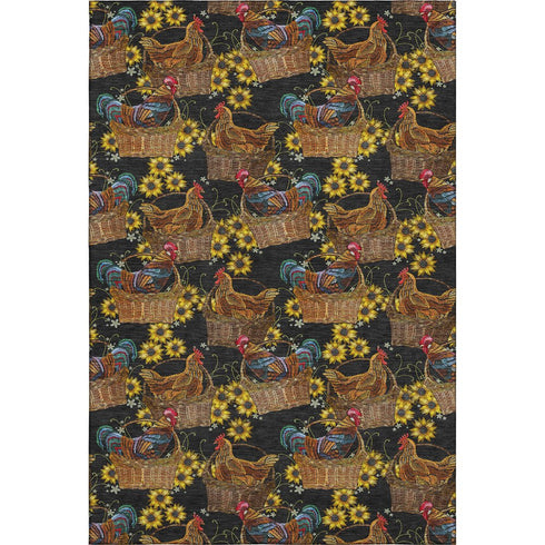 5' X 8' Midnight Yellow And Brown Animal Print Washable Area Rug With UV Protection