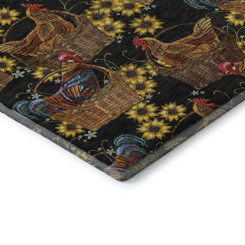 5' X 8' Midnight Yellow And Brown Animal Print Washable Area Rug With UV Protection