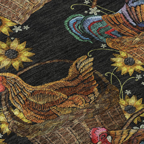 5' X 8' Midnight Yellow And Brown Animal Print Washable Area Rug With UV Protection