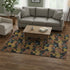 5' X 8' Midnight Yellow And Brown Animal Print Washable Area Rug With UV Protection