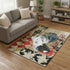 5' X 8' Midnight Red And Beige Animal Print Washable Area Rug With UV Protection