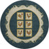 8' Midnight Gold And Red Animal Print Washable Round Rug With UV Protection