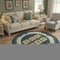 8' Midnight Gold And Red Animal Print Washable Round Rug With UV Protection