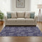 5' X 8' Blue And Ivory Botanical Leaves Washable Area Rug With UV Protection