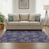 5' X 8' Blue And Ivory Botanical Leaves Washable Area Rug With UV Protection