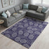 8' X 10' Blue And Ivory Botanical Leaves Washable Area Rug With UV Protection