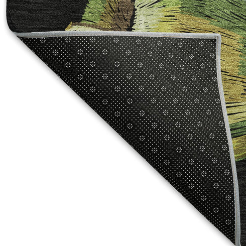 5' X 8' Midnight Green And Red Geometric Washable Area Rug With UV Protection