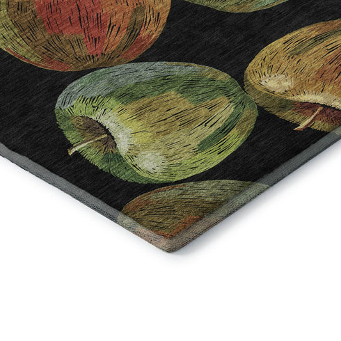 5' X 8' Midnight Green And Red Geometric Washable Area Rug With UV Protection