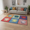 5' X 8' Blue Orange And Red Geometric Washable Area Rug With UV Protection