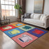 9' X 12' Blue Orange And Red Geometric Washable Area Rug With UV Protection