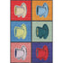 9' X 12' Blue Orange And Red Geometric Washable Area Rug With UV Protection