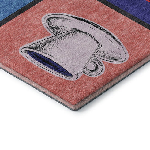 9' X 12' Blue Orange And Red Geometric Washable Area Rug With UV Protection