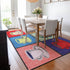 9' X 12' Blue Orange And Red Geometric Washable Area Rug With UV Protection