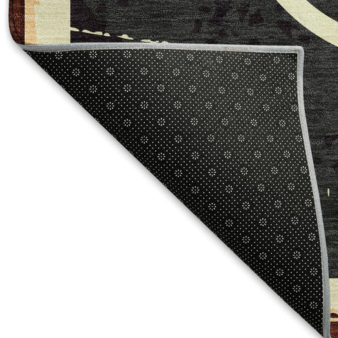 5' X 8' Midnight Red And Ivory Geometric Washable Area Rug With UV Protection