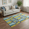 5' X 8' Blue Yellow And Green Geometric Washable Area Rug With UV Protection