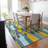 9' X 12' Blue Yellow And Green Geometric Washable Area Rug With UV Protection