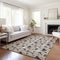 8' X 10' Ivory Purple And Green Geometric Washable Area Rug With UV Protection